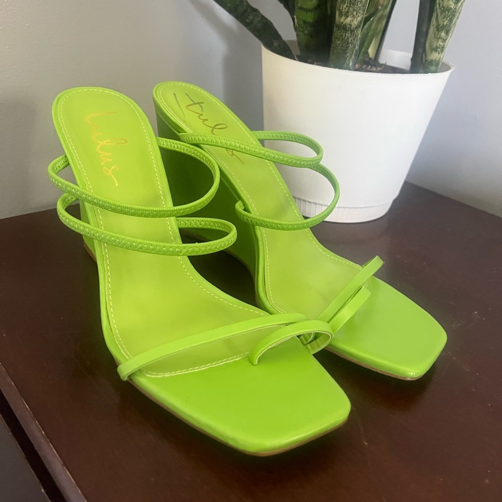 Lulu's Neon Green Strappy Heels
